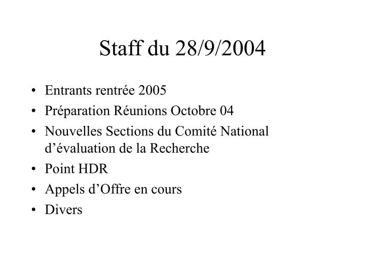 staff du 28 9 2004