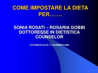 come impostare la dieta per