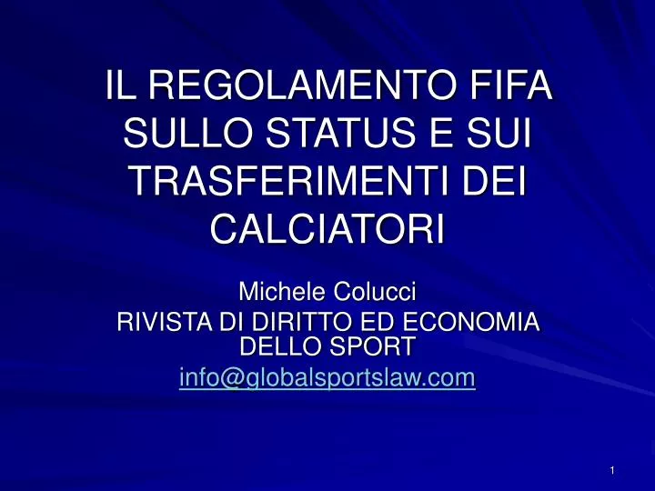 il regolamento fifa sullo status e sui trasferimenti dei calciatori