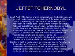 l effet tchernobyl