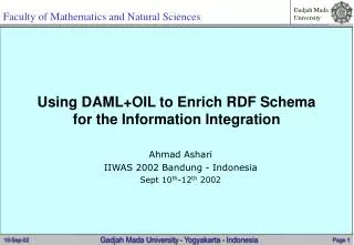 Using DAML+OIL to Enrich RDF Schema for the Information Integration