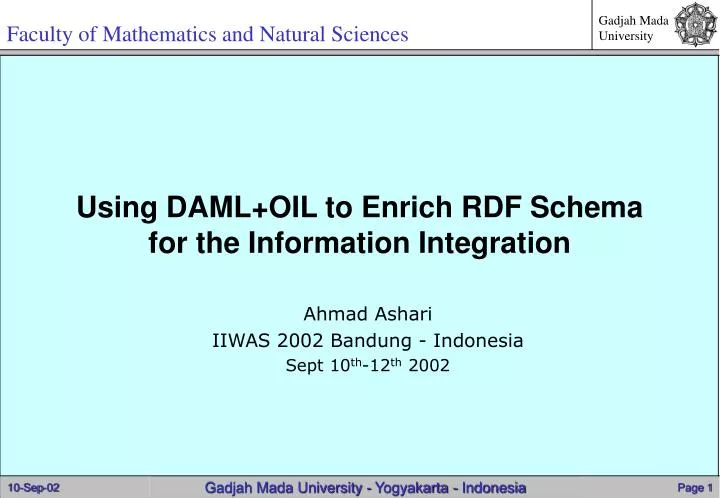 using daml oil to enrich rdf schema for the information integration