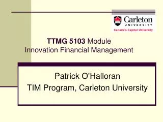 TTMG 5103 Module Innovation Financial Management