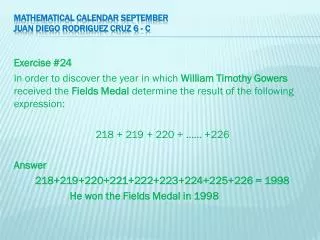 MATHEMATICAL CALENDAR SEPTEMBER JUAN DIEGO RODRIGUEZ CRUZ 6 - C