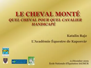 le cheval mont quel cheval pour quel cavalier handicap