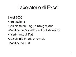 laboratorio di excel