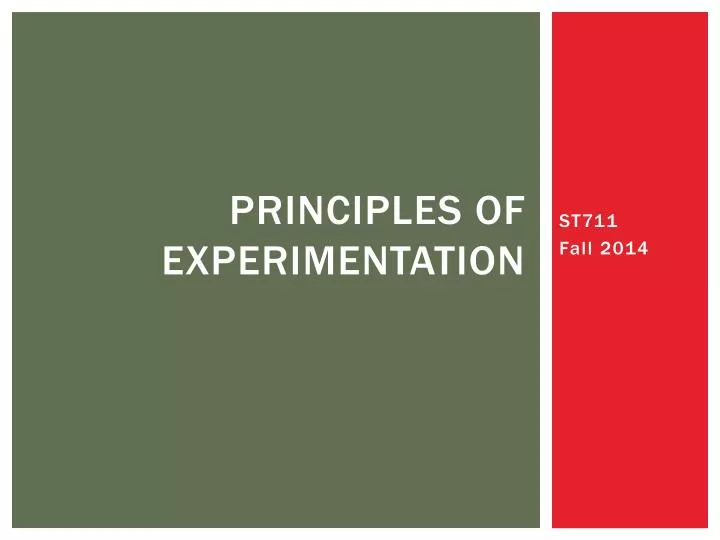 principles of experimentation