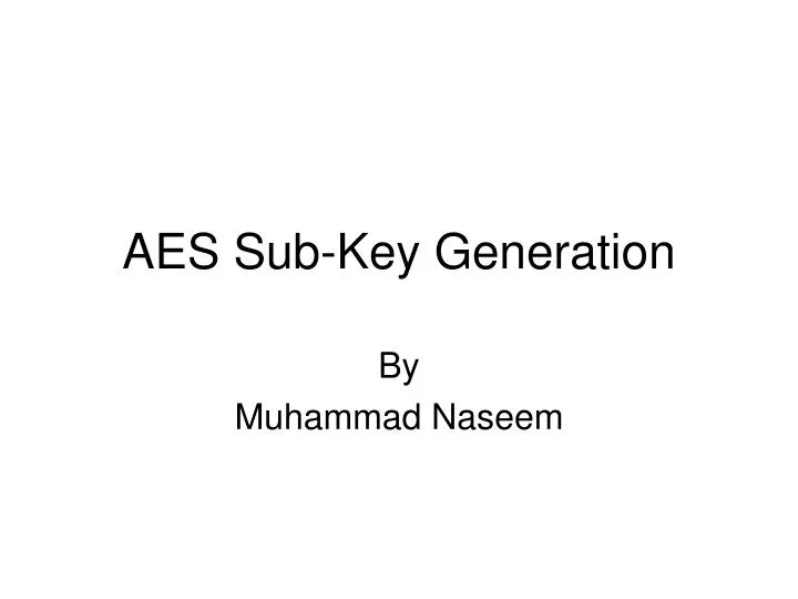 aes sub key generation