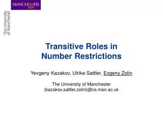 Transitive Roles in Number Restrictions