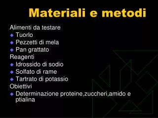 materiali e metodi