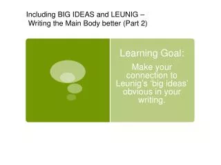 Learning Goal: