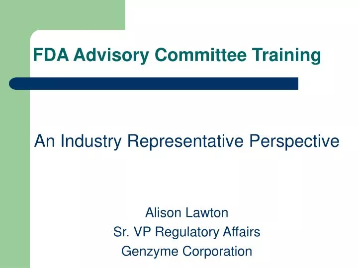 fda advisory committee training