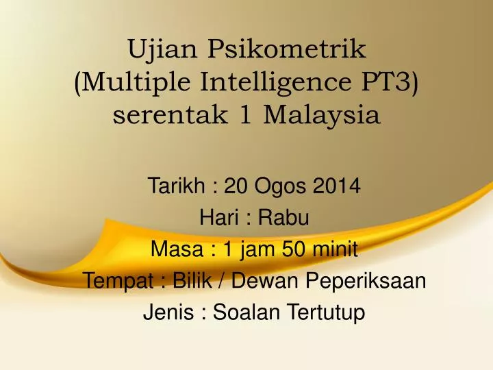 ujian psikometrik multiple intelligence pt3 serentak 1 malaysia