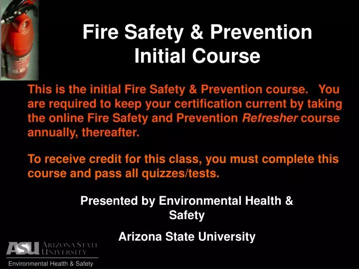 fire safety prevention initial course