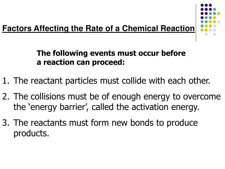 factors affecting the rate of a chemical reaction