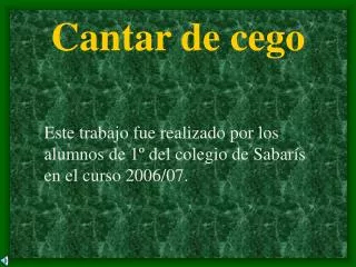 cantar de cego