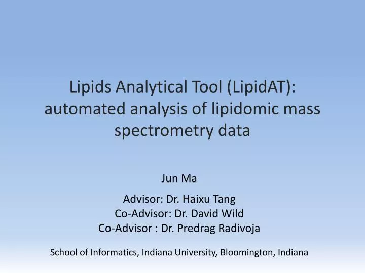 lipids analytical t ool lipidat automated analysis of l ipidomic mass spectrometry data