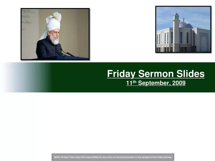 friday sermon slides 11 th september 2009