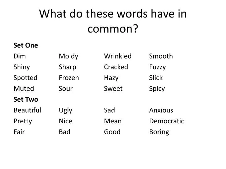 what do these words have in common
