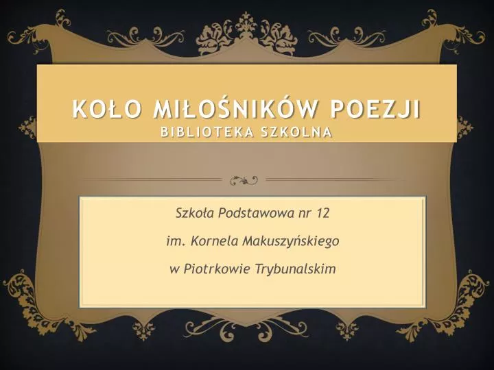 ko o mi o nik w poezji biblioteka szkolna