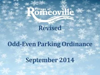 Revised Odd-Even Parking Ordinance September 2014