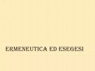 ermeneutica ed esegesi