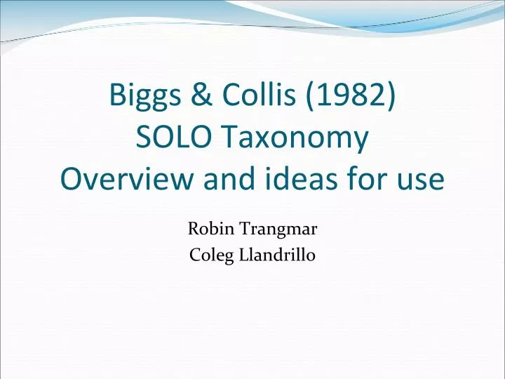 biggs collis 1982 solo taxonomy overview and ideas for use