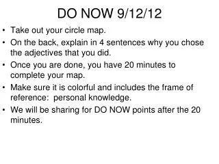 DO NOW 9/12/12