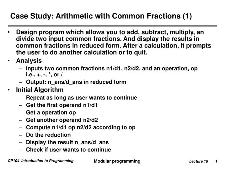 case study arithmetic with common fractions 1