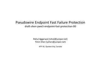 Pseudowire Endpoint Fast Failure Protection draft-shen-pwe3-endpoint-fast-protection-00