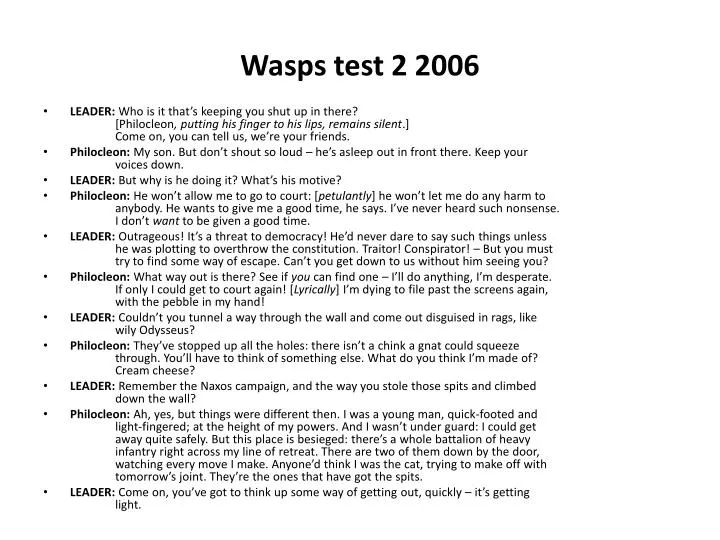 wasps test 2 2006