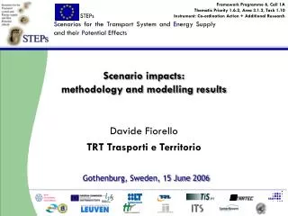 Scenario impacts: methodology and modelling results