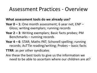 Assessment Practices - Overview