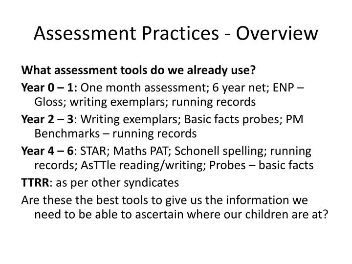 assessment practices overview