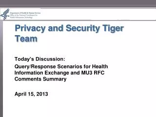 Privacy and Security Tiger Team