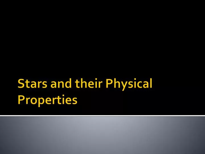 stars and their physical properties