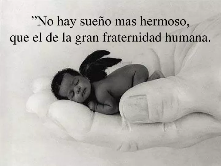 no hay sue o mas hermoso que el de la gran fraternidad humana