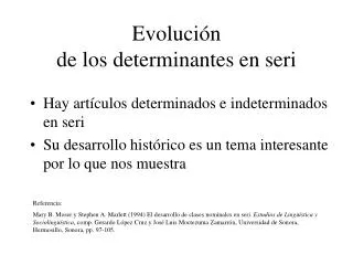 evoluci n de los determinantes en seri