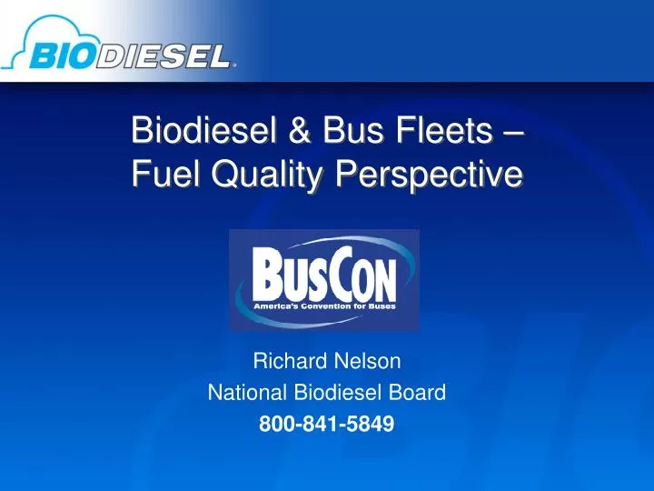 biodiesel bus fleets fuel quality perspective