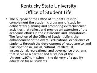 Kentucky State University Office of Student Life
