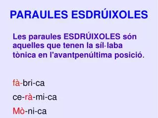 paraules esdr ixoles