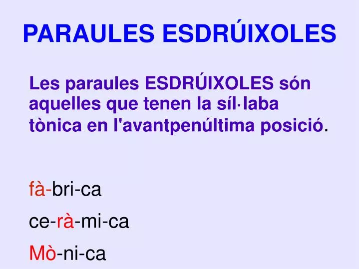 paraules esdr ixoles