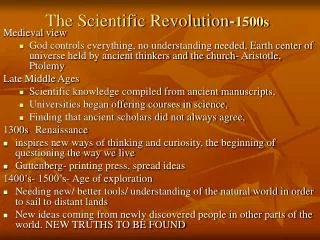 The Scientific Revolution - 1500s