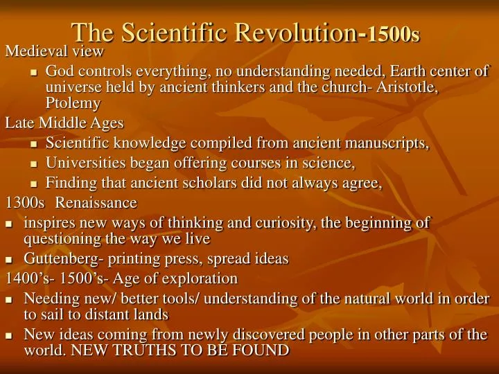 the scientific revolution 1500s