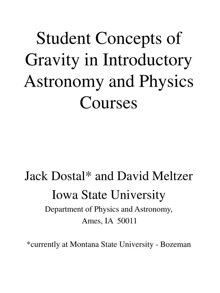 student concepts of gravity in introductory astronomy and physics courses