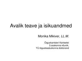 avalik teave ja isikuandmed