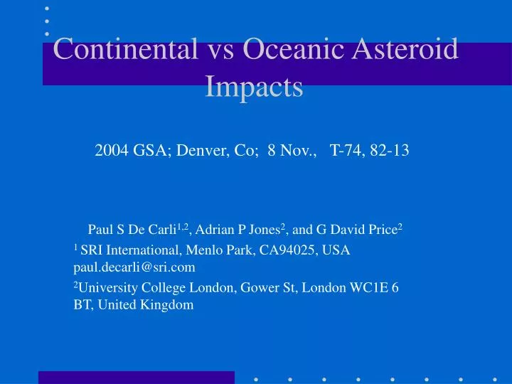 continental vs oceanic asteroid impacts