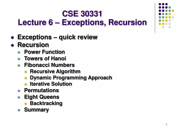 cse 30331 lecture 6 exceptions recursion