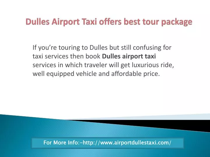 dulles airport taxi offers best tour package