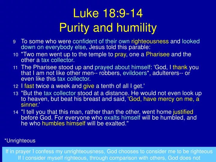 luke 18 9 14 purity and humility